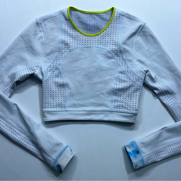 Lululemon Paddle Crop Top Womens Size 2 Reversible Mesh Warpstreme White/Silver - Picture 13 of 16